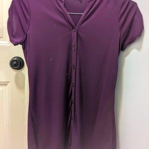 Purple Sheer Women's Button Up Blouse